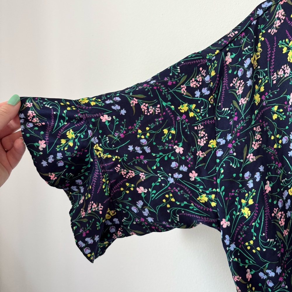 Victoria’s Secret Pink Label Floral Sleep Romper Size Medium Pajamas Navy Blue - Picture 7 of 12